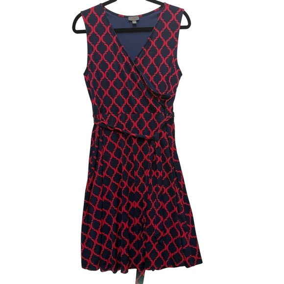 Mix by 41 Hawthorne Kassidy‎ Navy Red Sleeveless Wrap Dress Large Stitch Fix - Picture 1 of 6